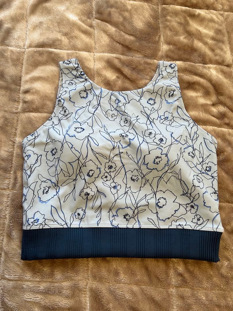 SUKALAドローイングフラワータンクトップ ダークグリーンMサイズ