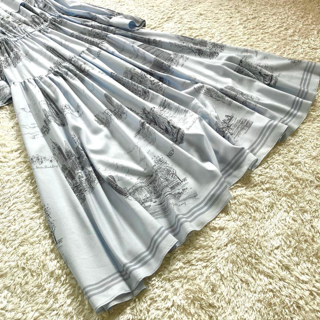 【極美品】グレースコンチネンタル ティアード NYプリント ロングワンピース