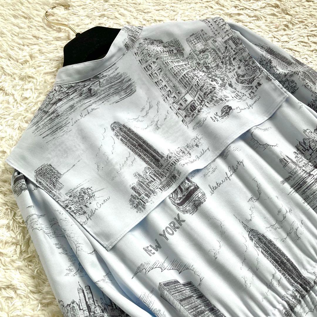 【極美品】グレースコンチネンタル ティアード NYプリント ロングワンピース