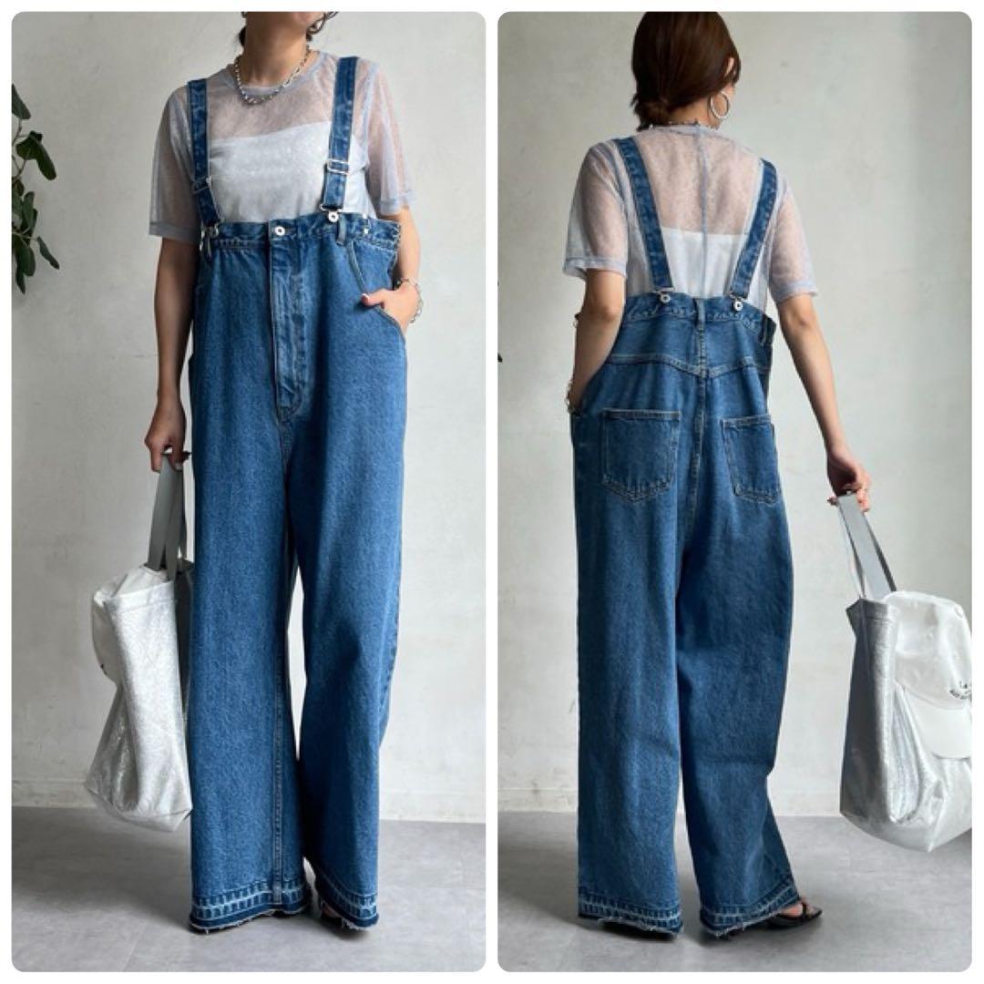 24SS超美品！完売DouDouデニムサロペット股上深め人気ブルーオールインワン
