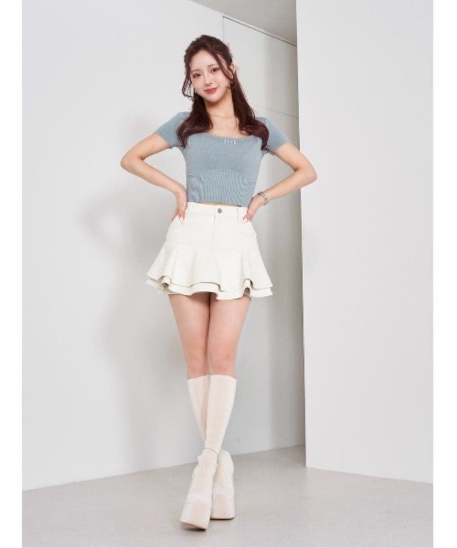 Darich フリルレザーショートパンツ Ｓ　ホワイト