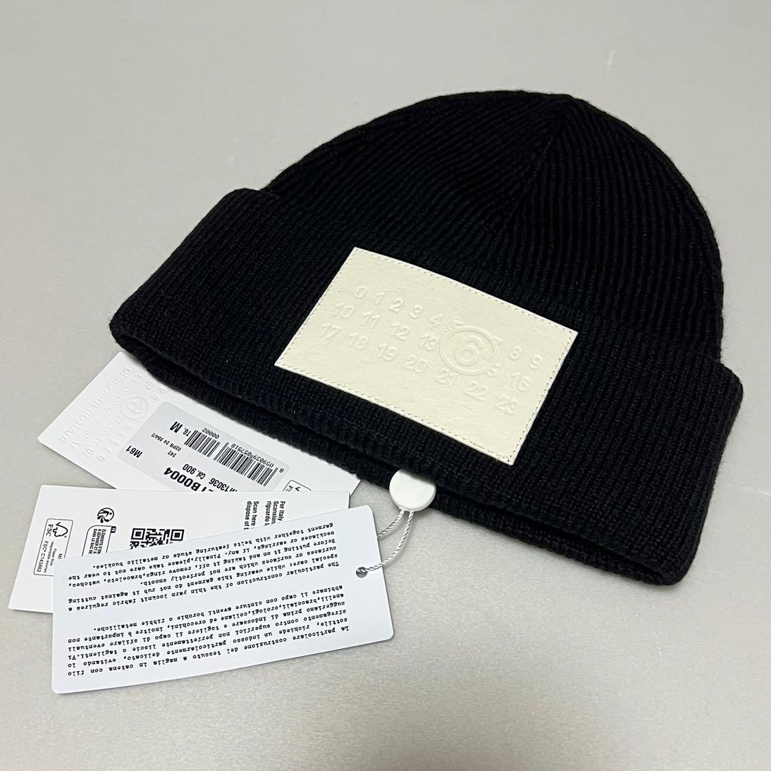 新品MM6 エムエムシックス メゾンマルジェラ ロゴ ニット帽 ニットキャップ