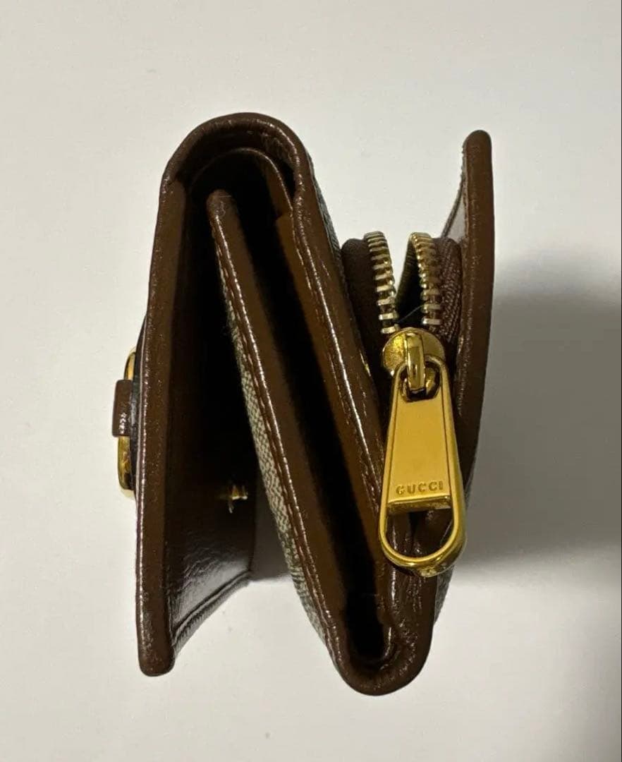 GUCCI GGパターン ホースビット 三つ折り財布 保存袋付き