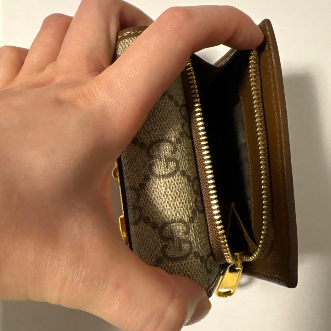 GUCCI GGパターン ホースビット 三つ折り財布 保存袋付き