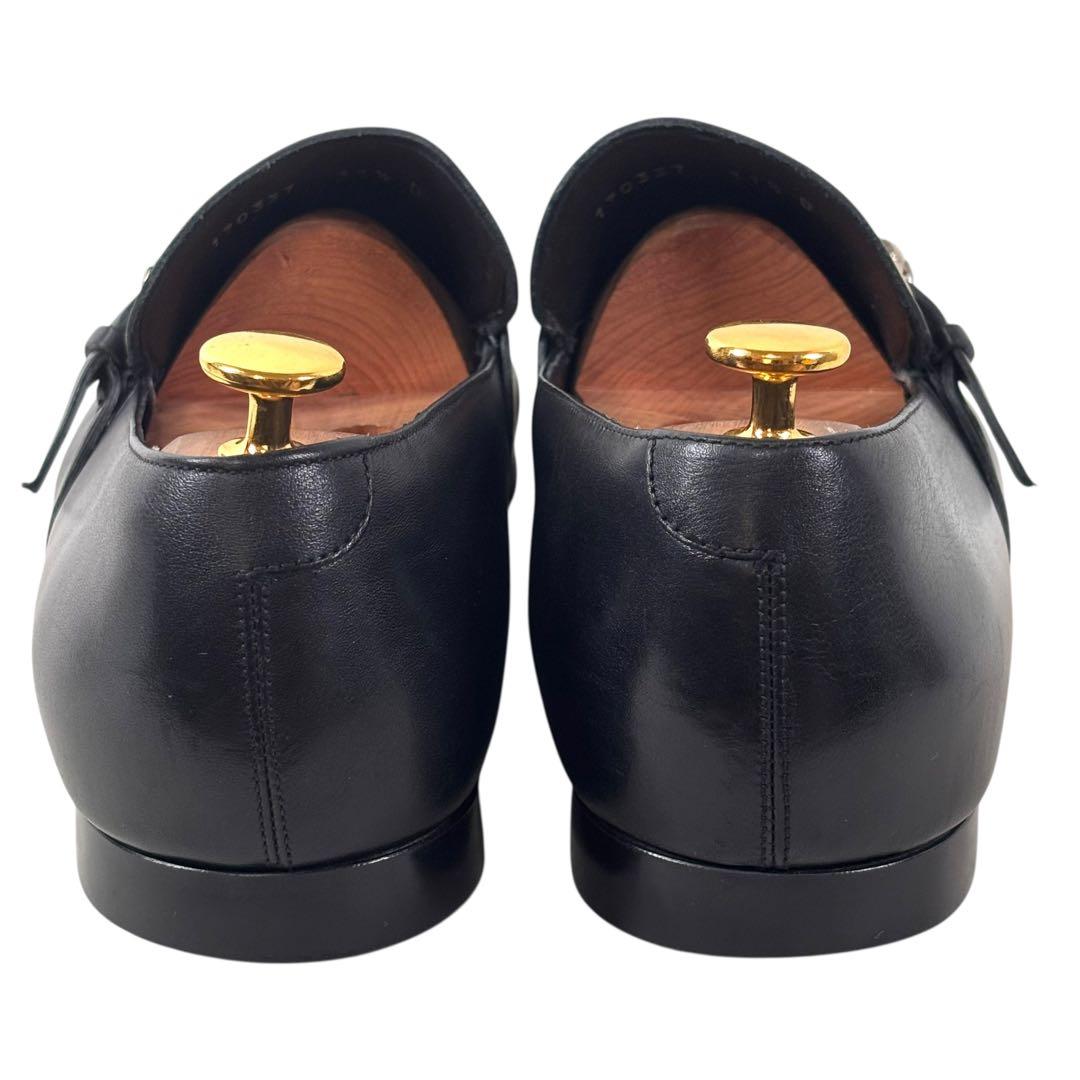 グッチ 11 1/2 30.5 レザー ビジネス シングルモンク ブラック 黒