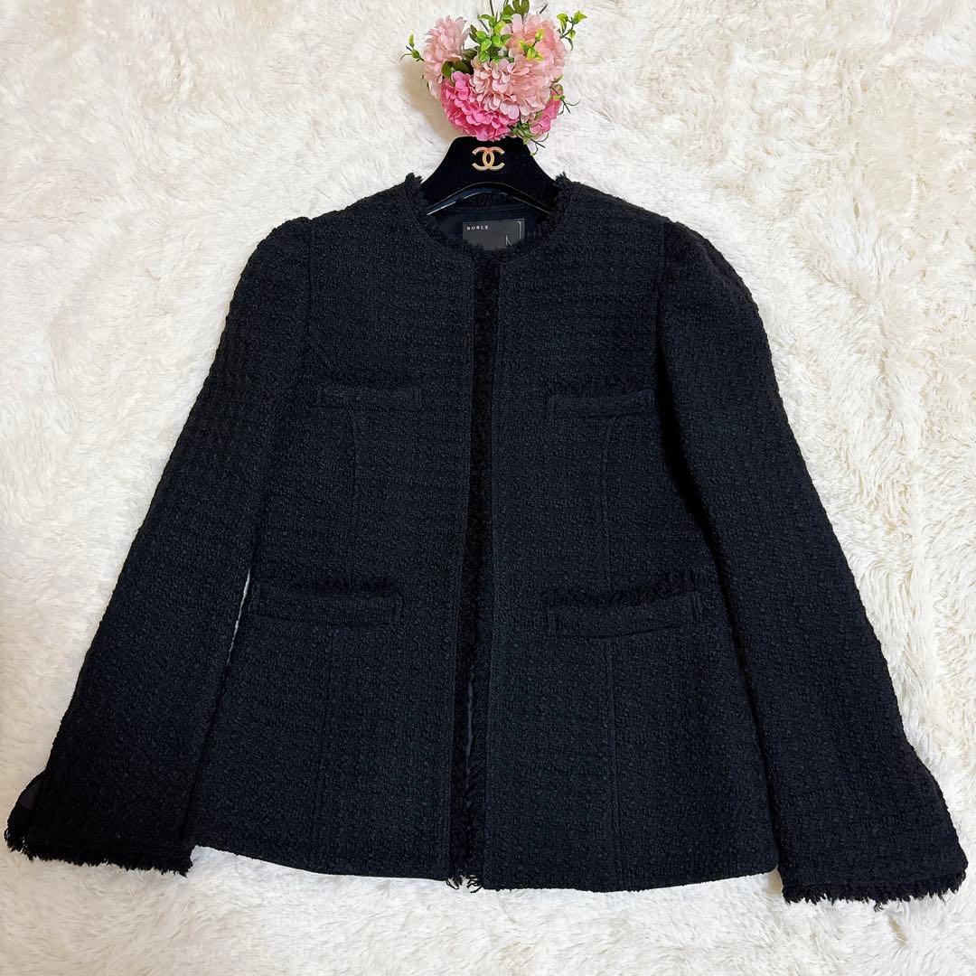 人気☆ ノーブル Le Tinteツイードジャケット ブラック