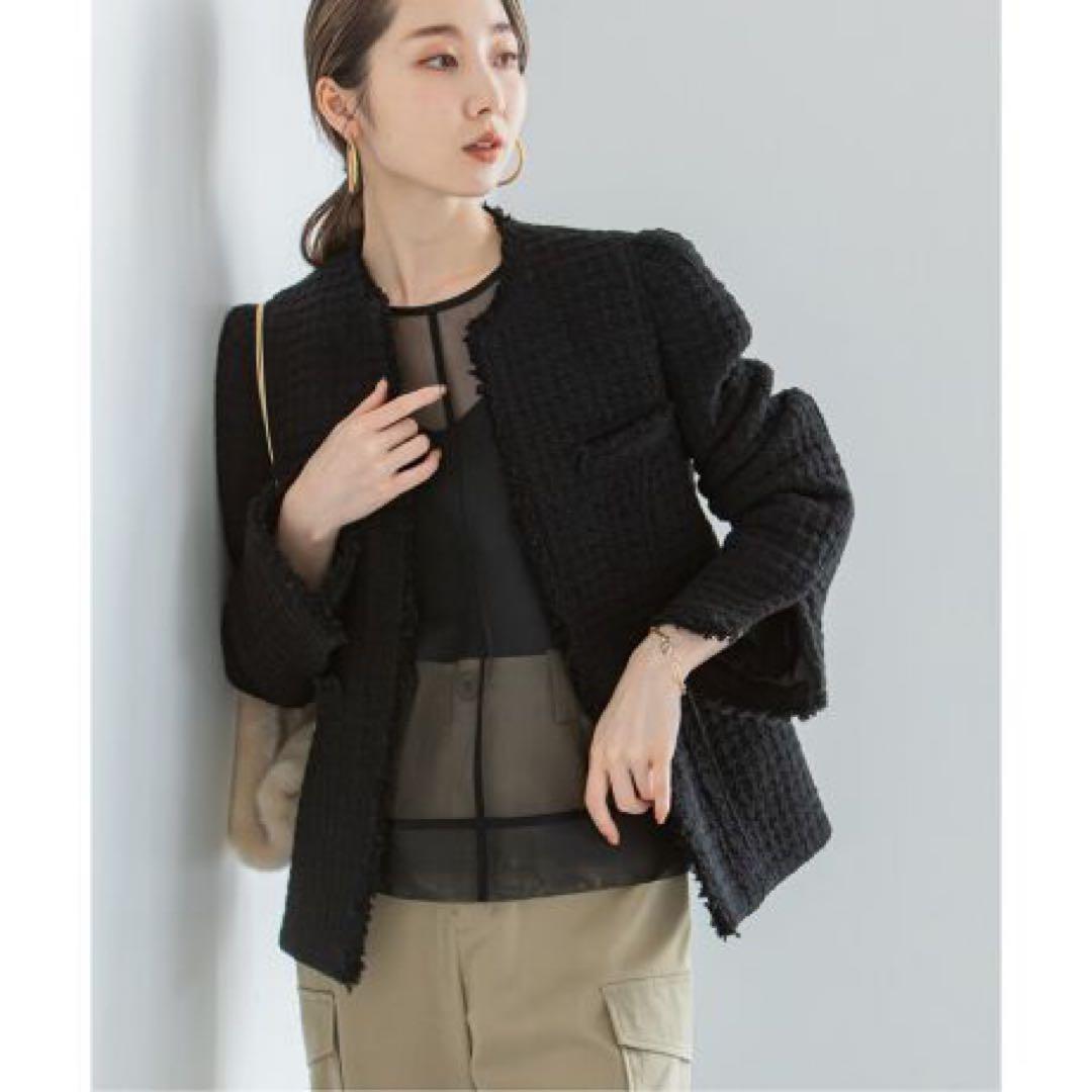 人気☆ ノーブル Le Tinteツイードジャケット ブラック