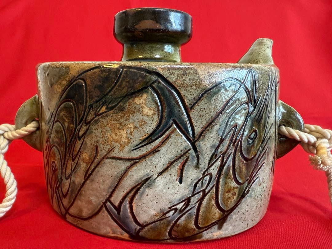 お*)様 きびん ★☆ 海老紋抱瓶 壺屋焼 壷屋焼 作家もの 人間国宝？ 詳細不