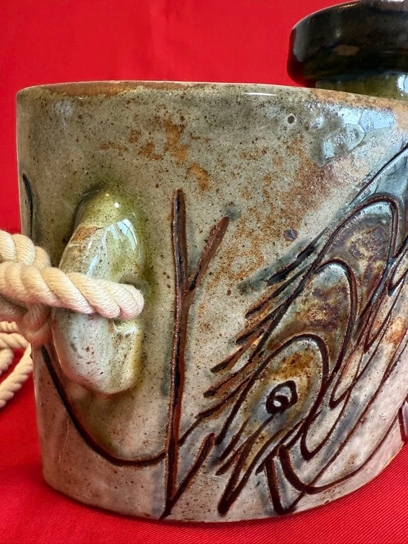 お*)様 きびん ★☆ 海老紋抱瓶 壺屋焼 壷屋焼 作家もの 人間国宝？ 詳細不