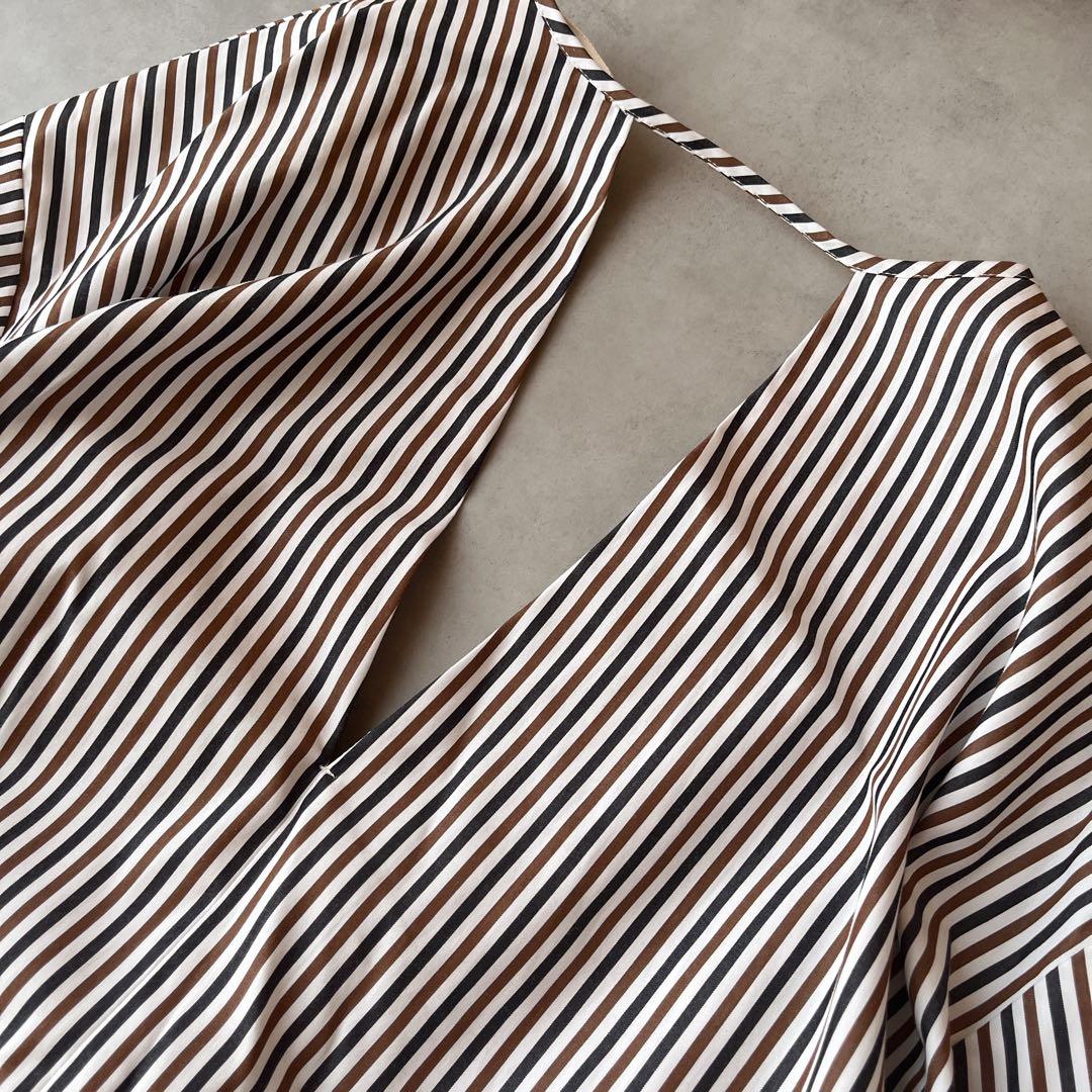 【美品】uhr 24SS カシュクール ストライプ柄 チュニック ドレス