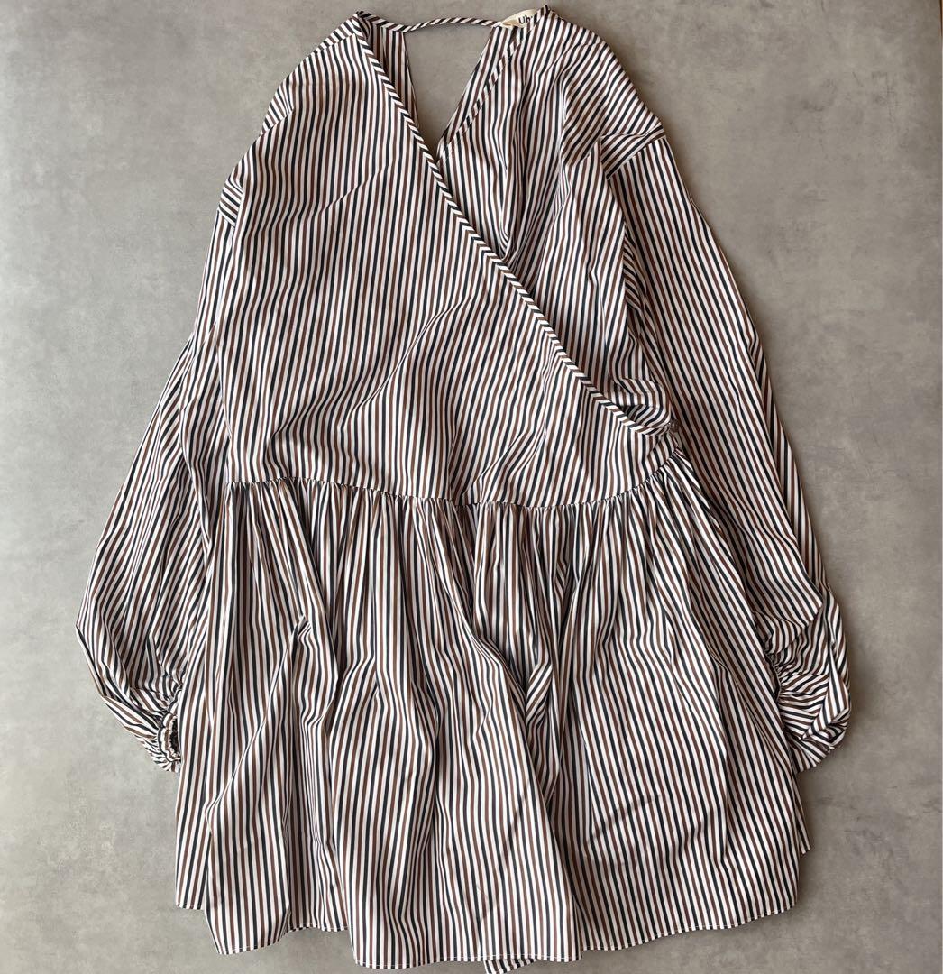 【美品】uhr 24SS カシュクール ストライプ柄 チュニック ドレス