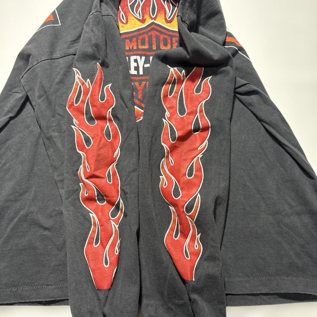 Harley-Davidson ロンt フレイムス　ブラック　シングルステッチ