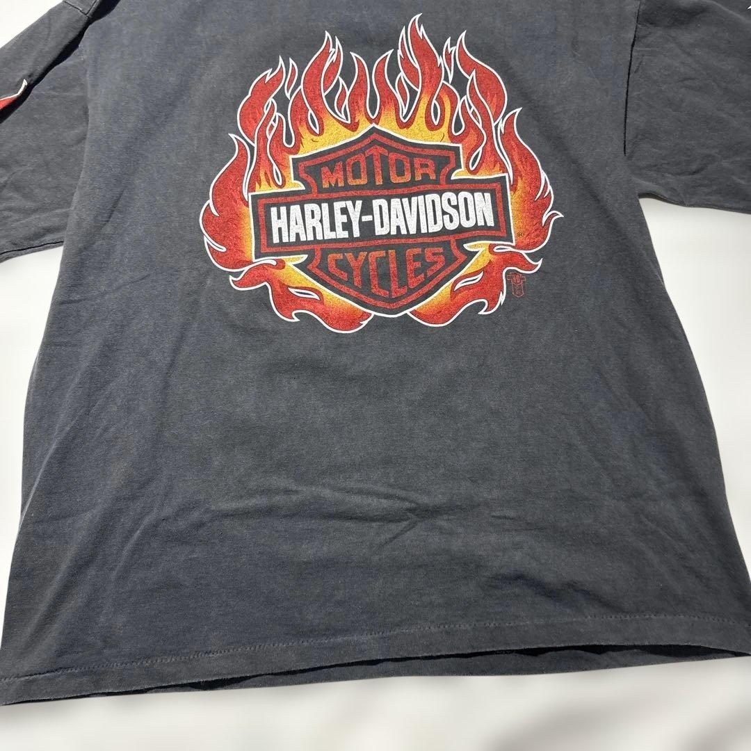 Harley-Davidson ロンt フレイムス　ブラック　シングルステッチ