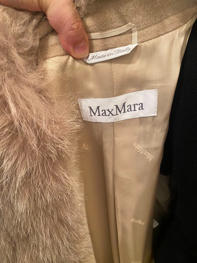 MaxMara ベージュファー付きロングコート