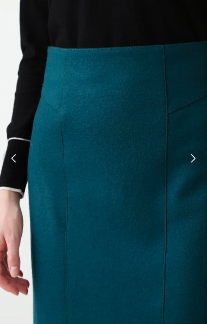 新品 ピンキー&ダイアン ウールスムースカッティングタイトスカート 緑36