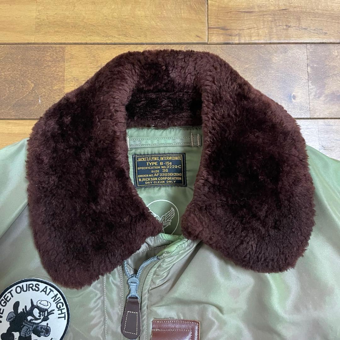 リ*ル様 バズリクソンズ　フライトジャケット　B-15B 襟ボア　36