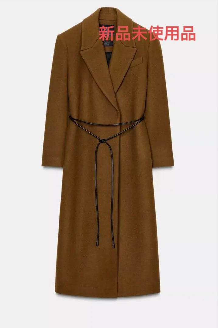 新品未使用ZARA ウールブレンド ブラウンロングコート