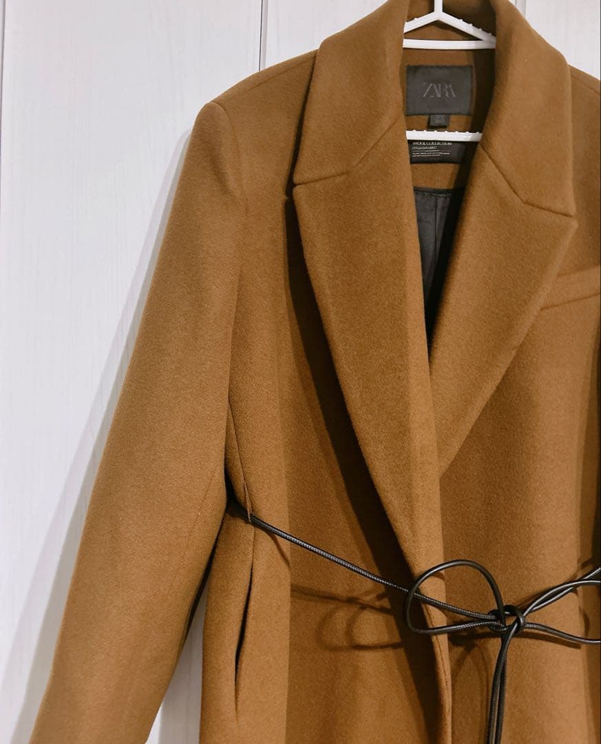 新品未使用ZARA ウールブレンド ブラウンロングコート