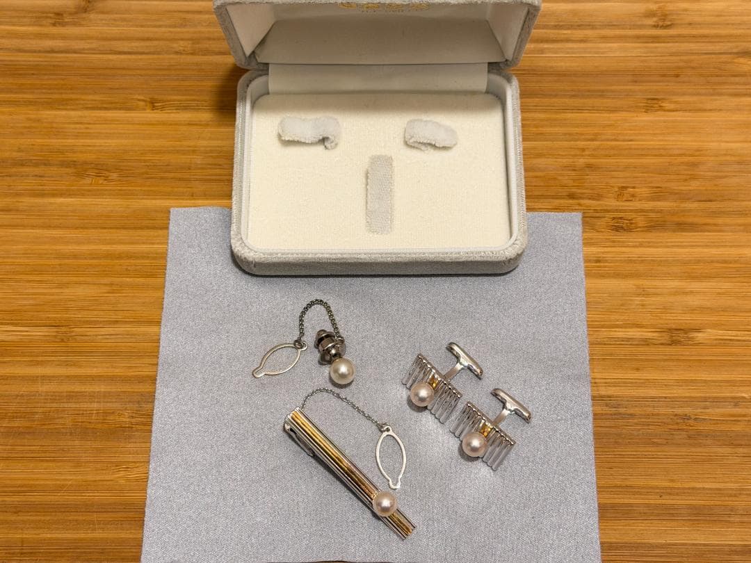 RyuichiSILVER / K18刻印ありパール ネクタイピン＆カフス