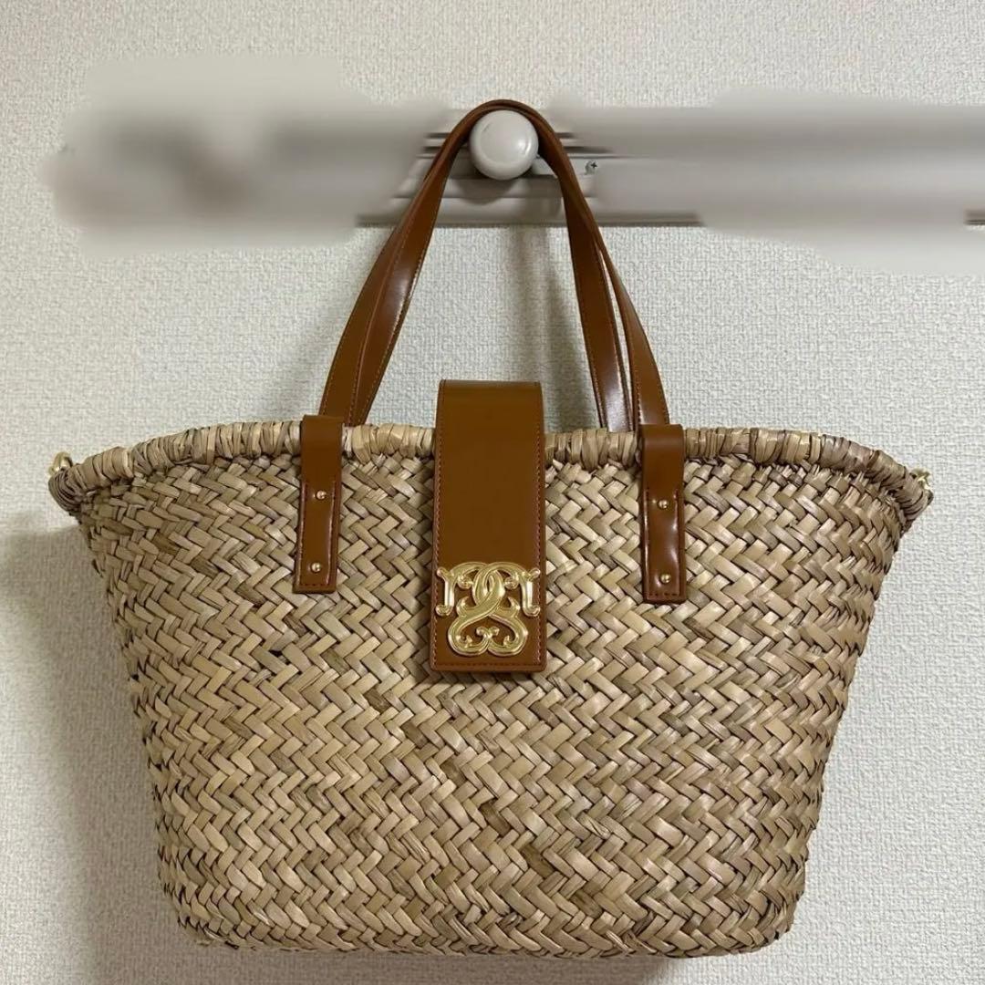 SNIDEL コットンショルダーブレードトートバッグ　かごバッグ BR