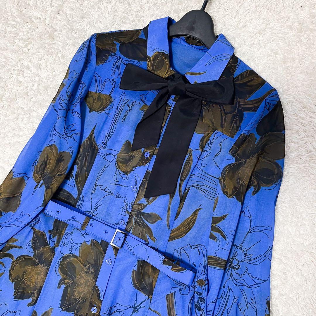 GRACE CONTINENTAL ボウタイ ロゴフラワープリントワンピース