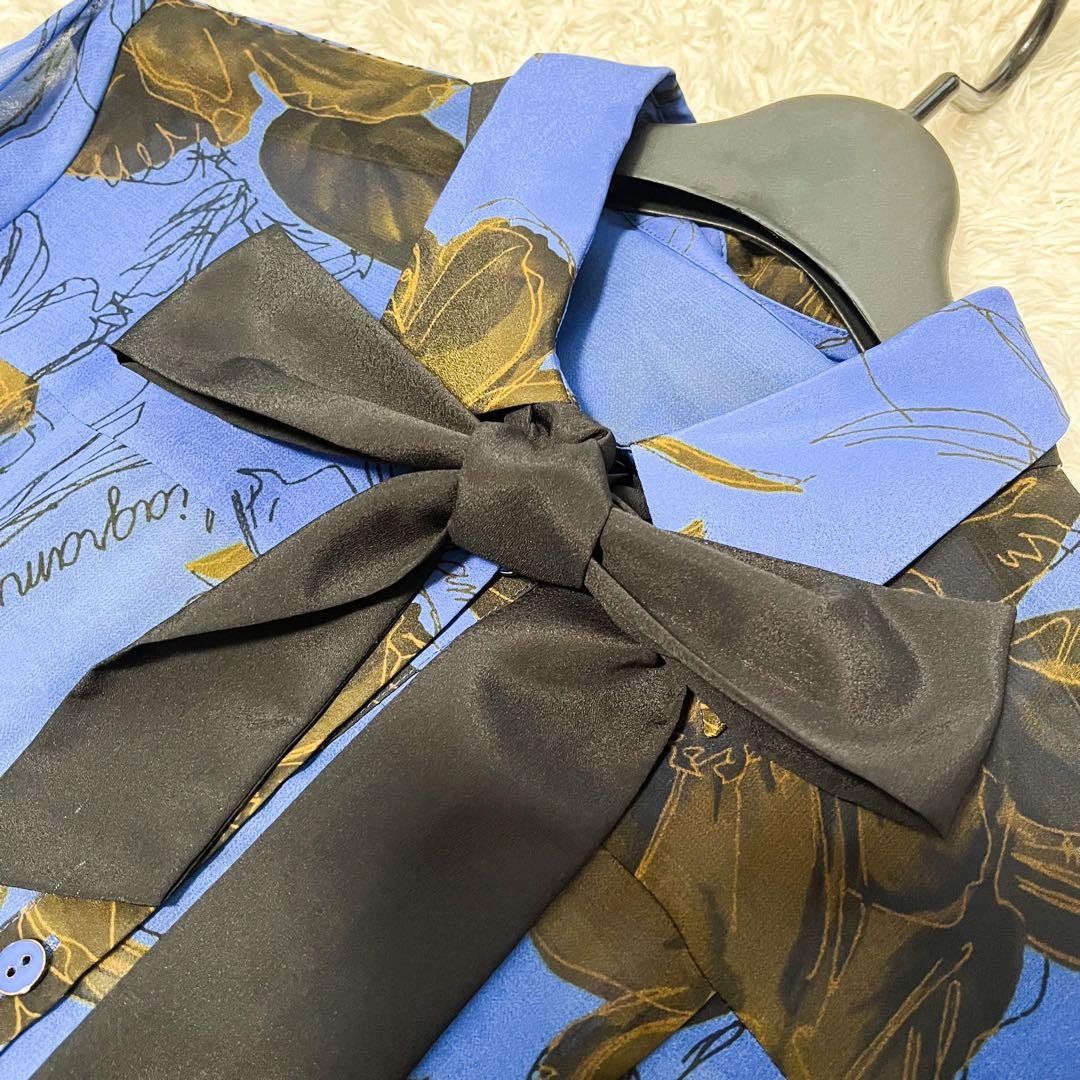 GRACE CONTINENTAL ボウタイ ロゴフラワープリントワンピース