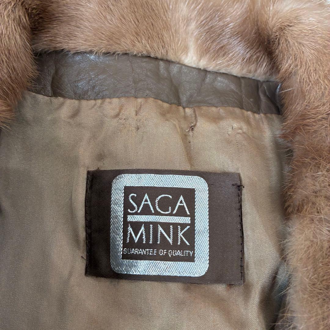 希少 サガミンク レザーミックス ジップアップブルゾン リアルファー 毛皮 M