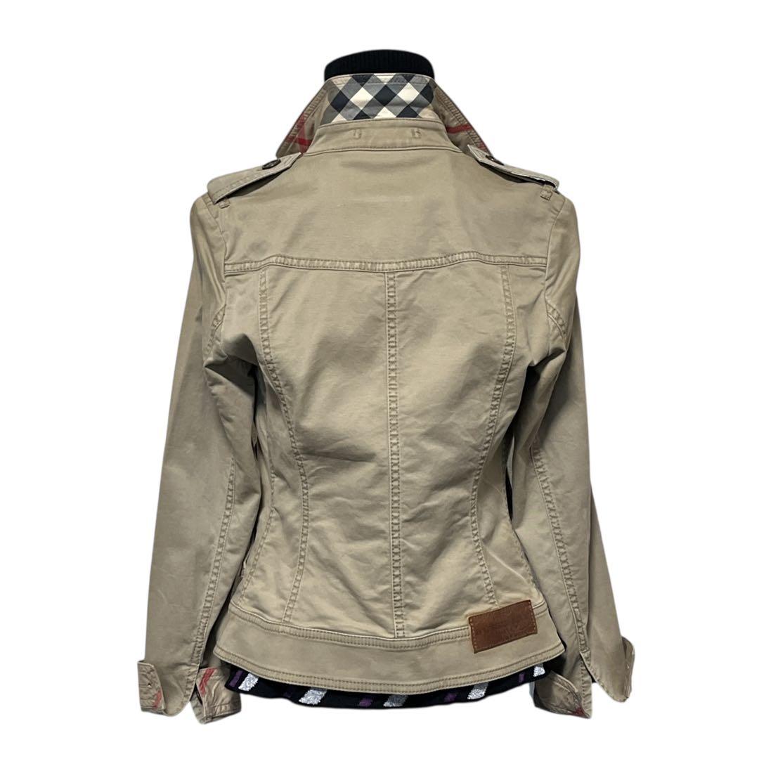 【BURBERRY 】シャツジャケット　チェック　エポーレット　牛革　三陽商会