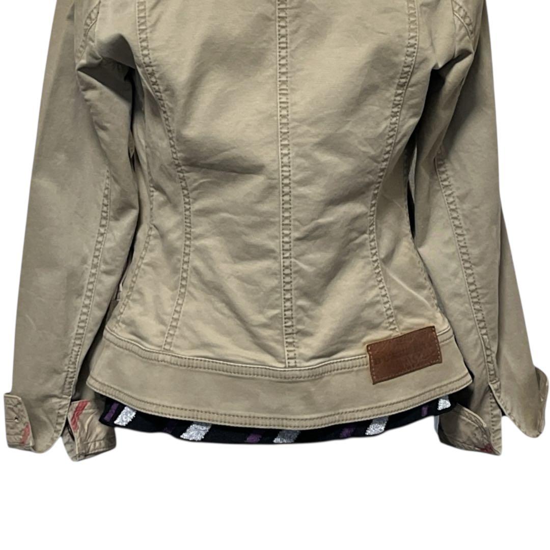 【BURBERRY 】シャツジャケット　チェック　エポーレット　牛革　三陽商会