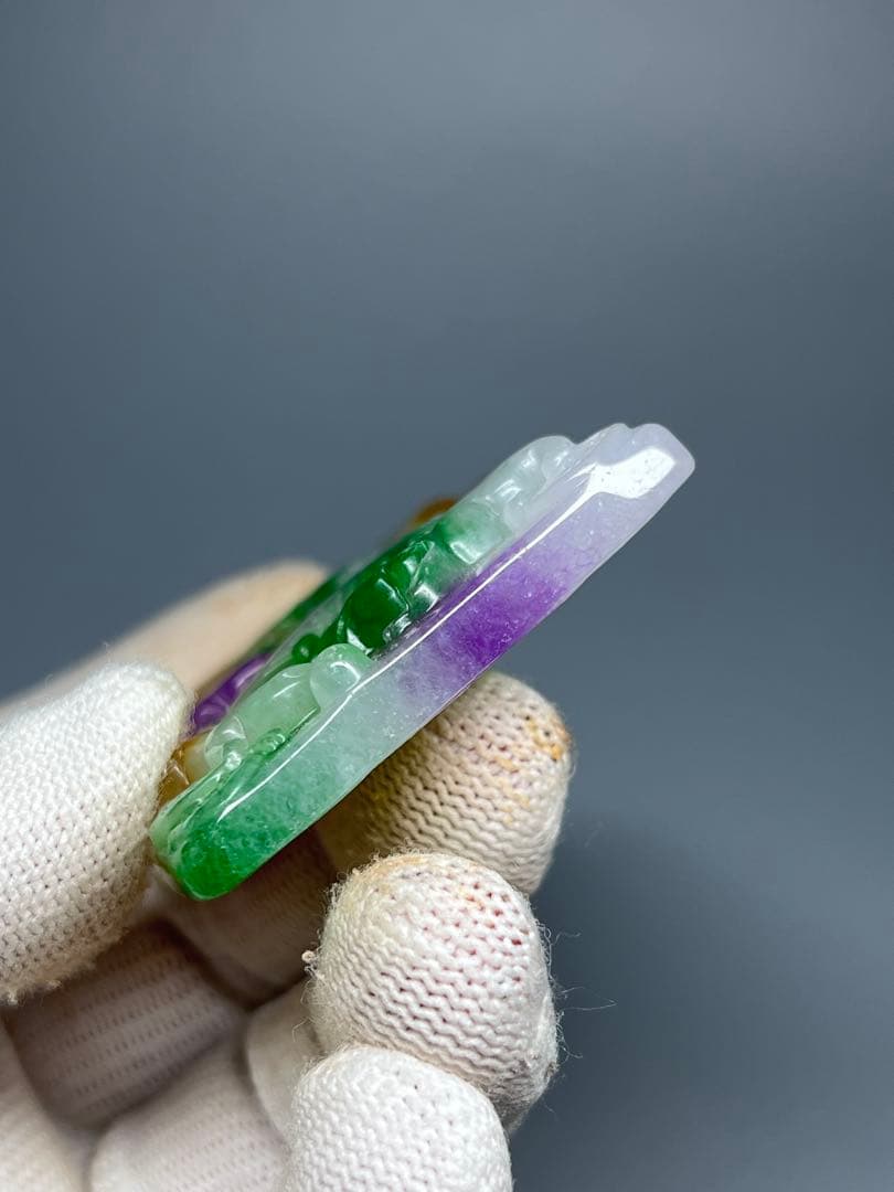 中国美術　ヒスイ？　ネズミ　干支　高浮彫　財運金運風水開運風水　玉璧　超希少