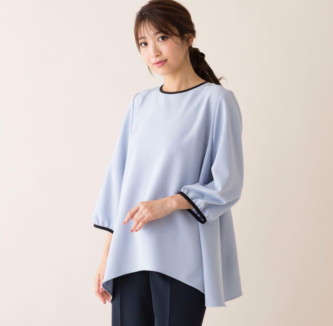 18,700円　ローズティアラ　ダブルクロスAラインブラウス　42 ブルー