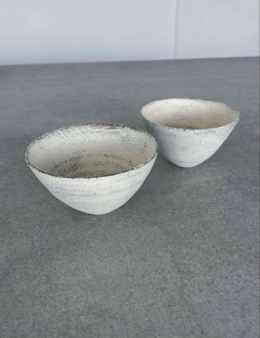 <お値下げ> 二階堂明弘 焼き締め 白 2客セット