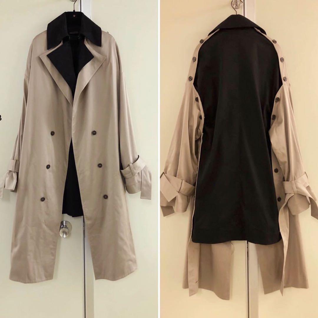 【rokh】バイカラー レイヤー ドッキング デザイン トレンチコート