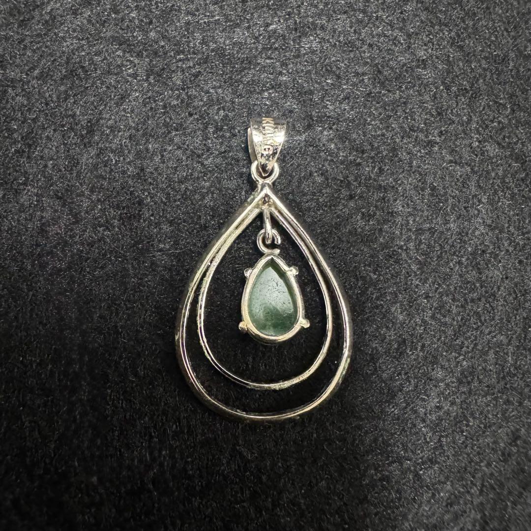 M*u様 K14WG グリーンストーン ペンダント ネックレス トップ