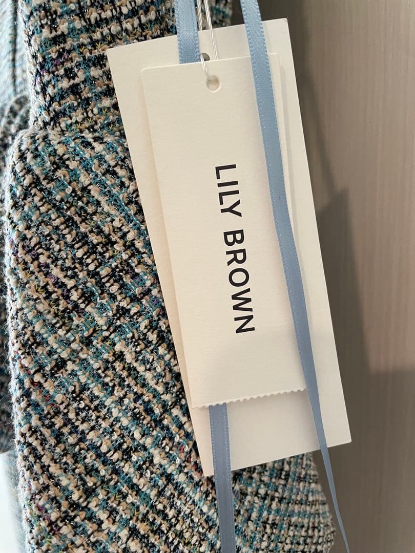 リリーブラウン ツイードペプラムワンピース BLU 試着のみタグ付き