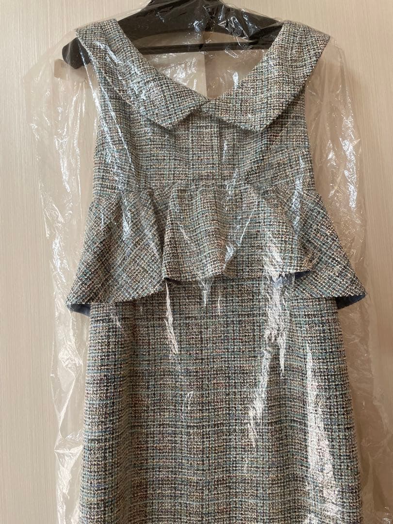 リリーブラウン ツイードペプラムワンピース BLU 試着のみタグ付き