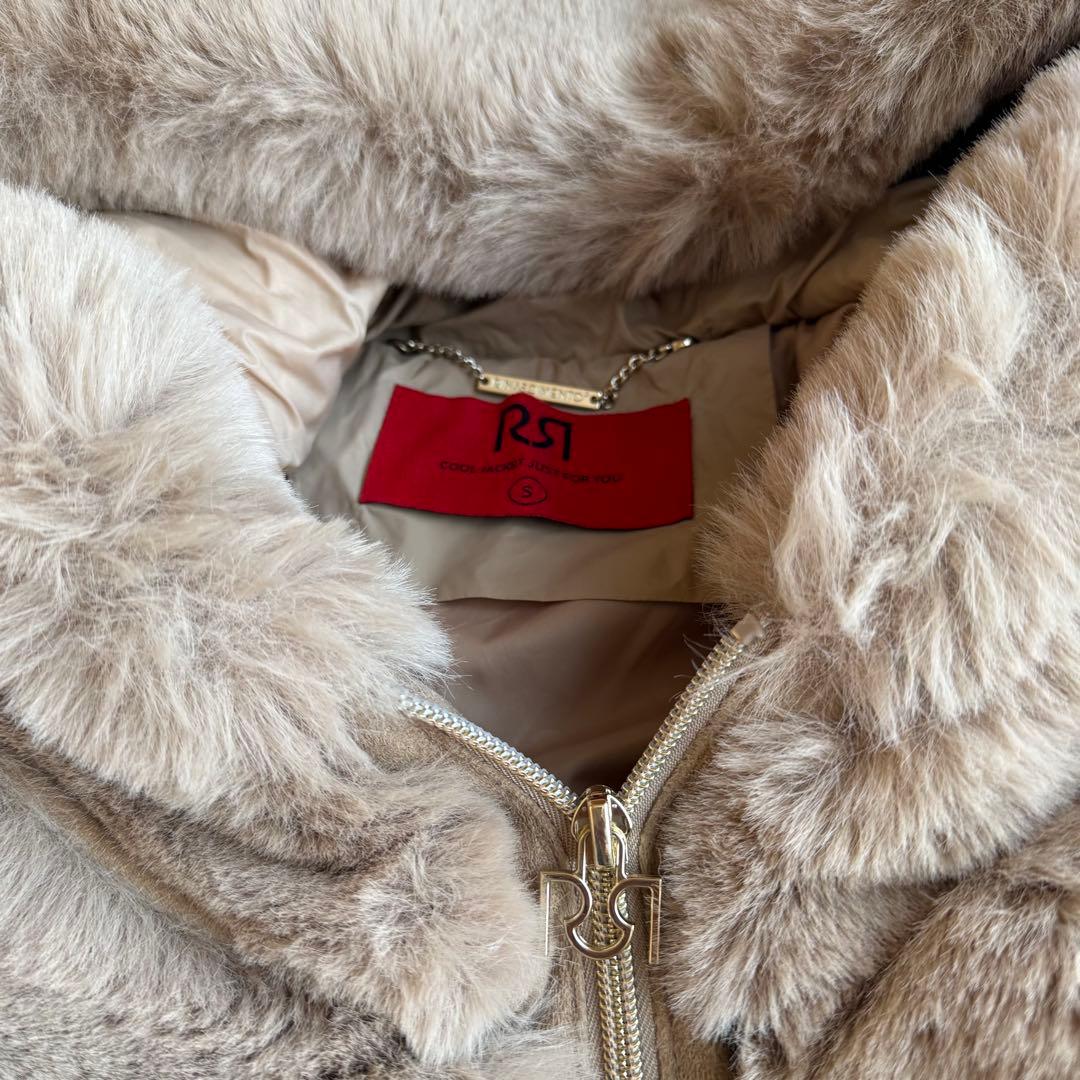 リナシメント ファー×キルティング切替 フーディコート S ベージュ ジャケット