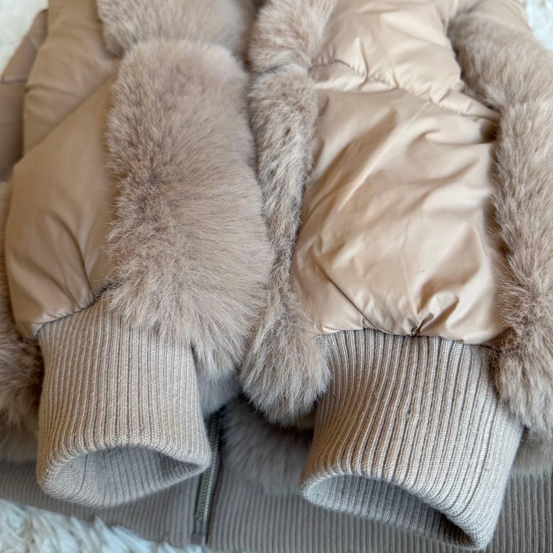 リナシメント ファー×キルティング切替 フーディコート S ベージュ ジャケット