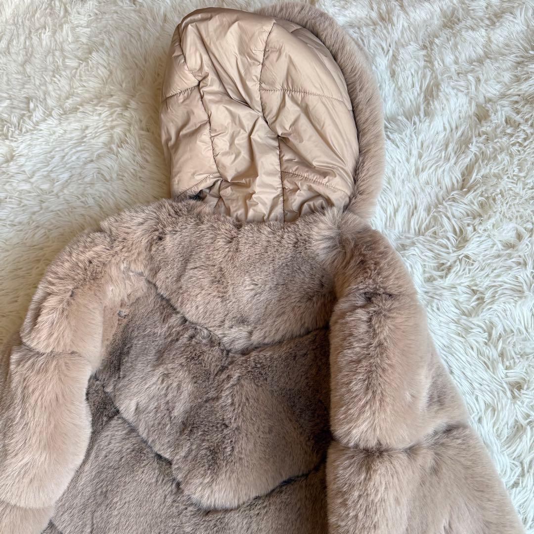 リナシメント ファー×キルティング切替 フーディコート S ベージュ ジャケット