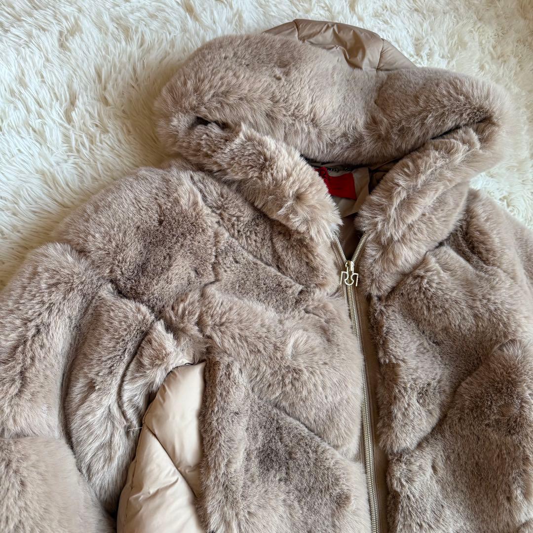 リナシメント ファー×キルティング切替 フーディコート S ベージュ ジャケット