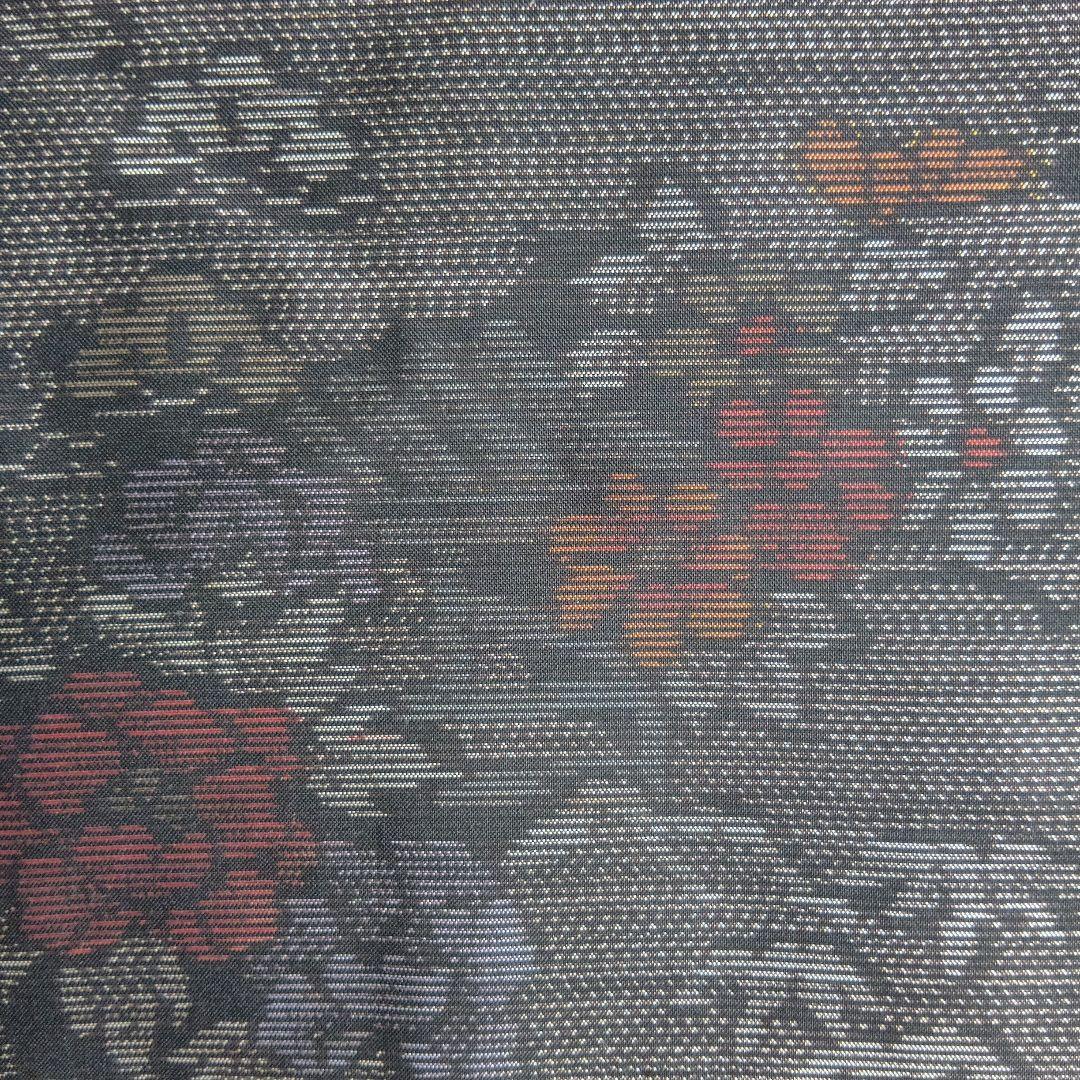 着物リメイク＊黒泥系本場大島紬　花柄＊ノースリーブテント型フレアワンピース