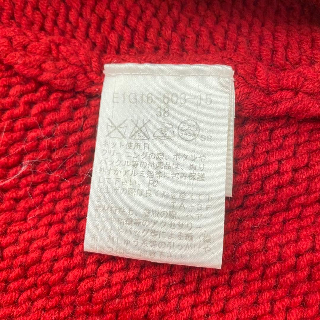 希少　バーバリーブルーレーベル　ニットポンチョ　金ボタン　赤　Mサイズ　三陽商会