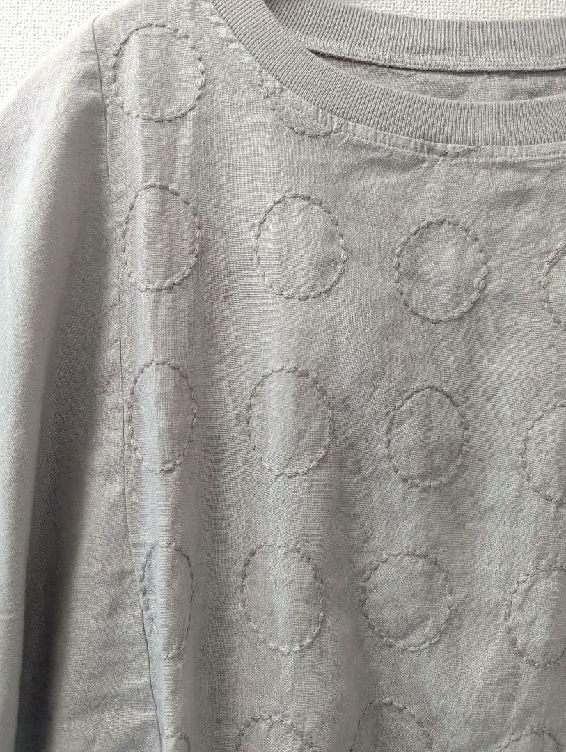 かおり　10月末迄掲載★中川政七商店 丸紋刺繍麻布Tシャツチュニック 薄墨