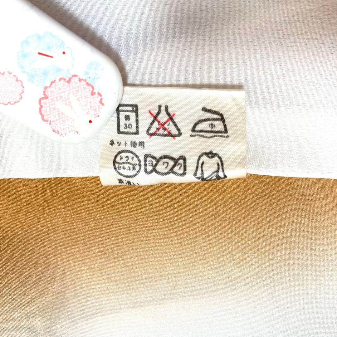 【未使用美品✨】東レシルック　さんび　洗える着物　小紋　江戸鼠色　四季草花　O3