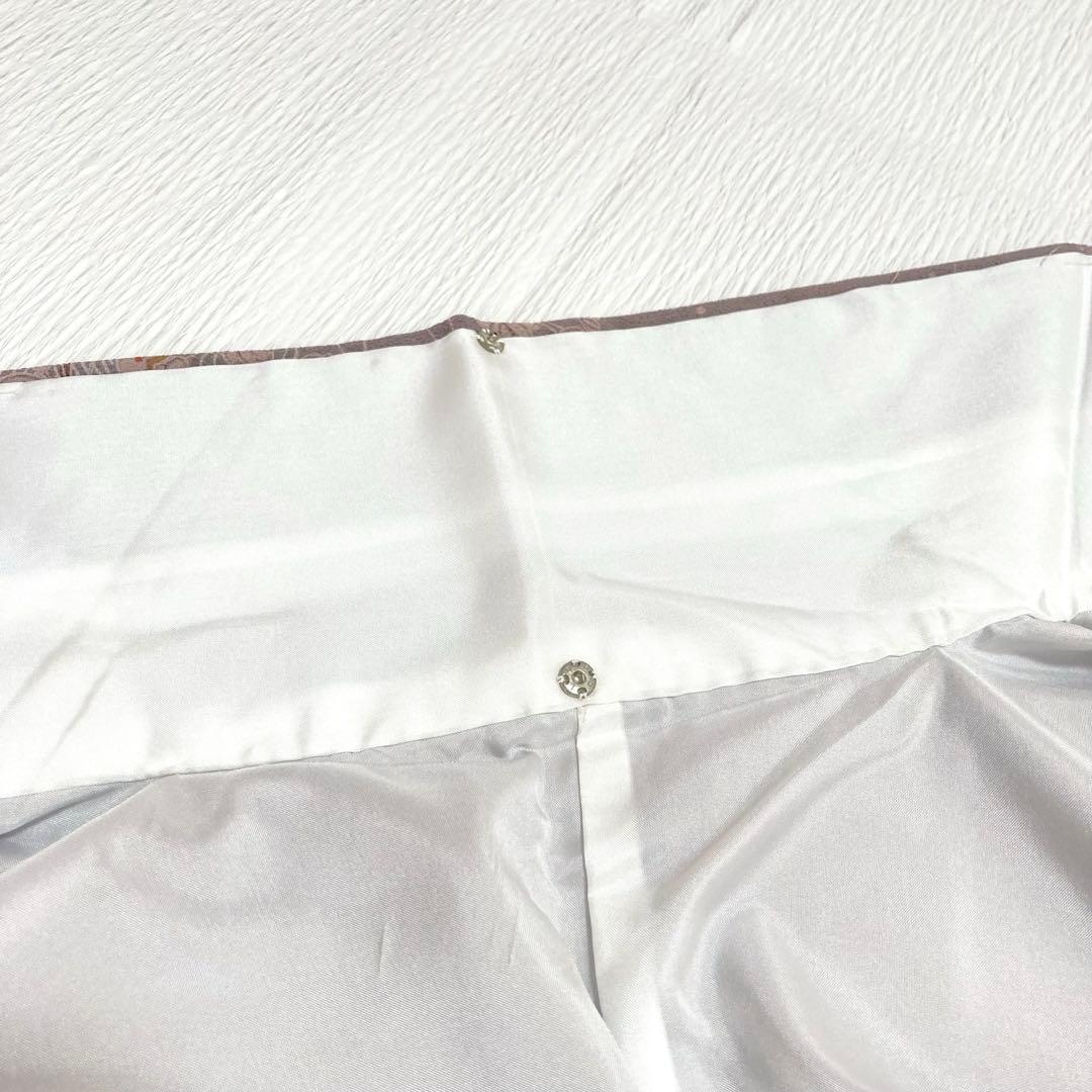 【未使用美品✨】東レシルック　さんび　洗える着物　小紋　江戸鼠色　四季草花　O3