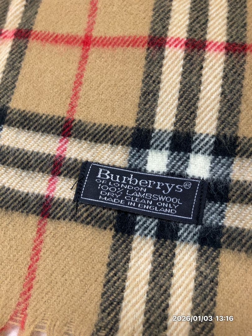 未使用に近い　Burberrys LAMBSWOOL100% マフラー男女兼用