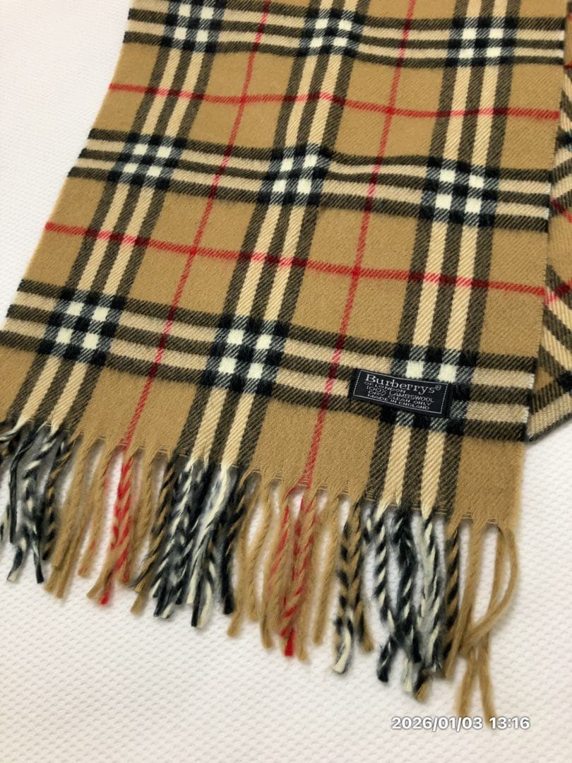 未使用に近い　Burberrys LAMBSWOOL100% マフラー男女兼用