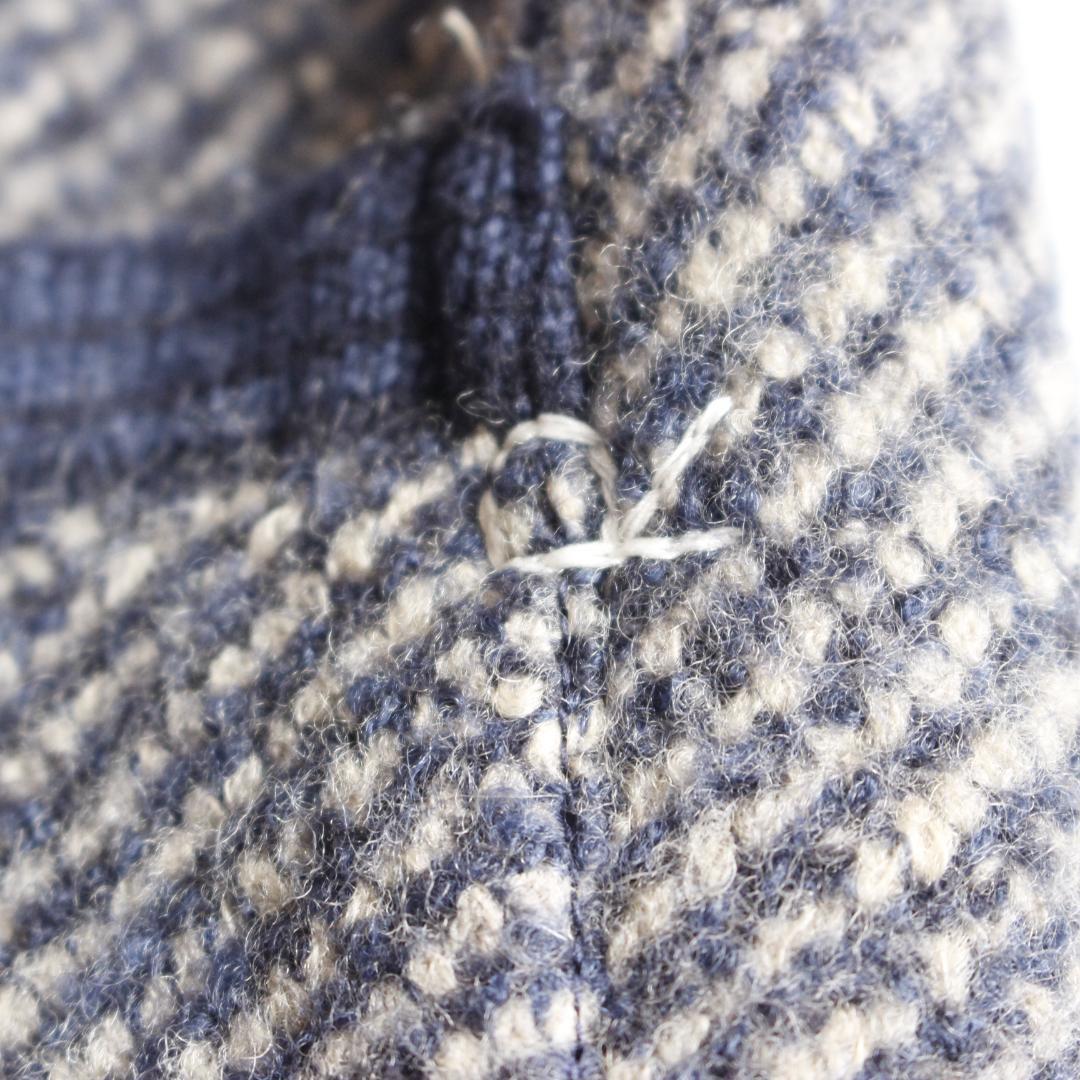 45R デニムツイードニットのジャケット Mサイズ ネイビー スタンドカラー