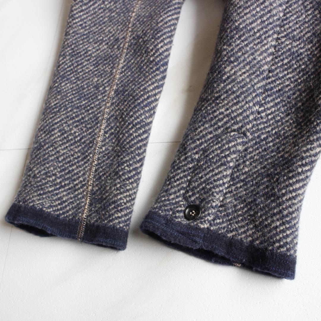 45R デニムツイードニットのジャケット Mサイズ ネイビー スタンドカラー