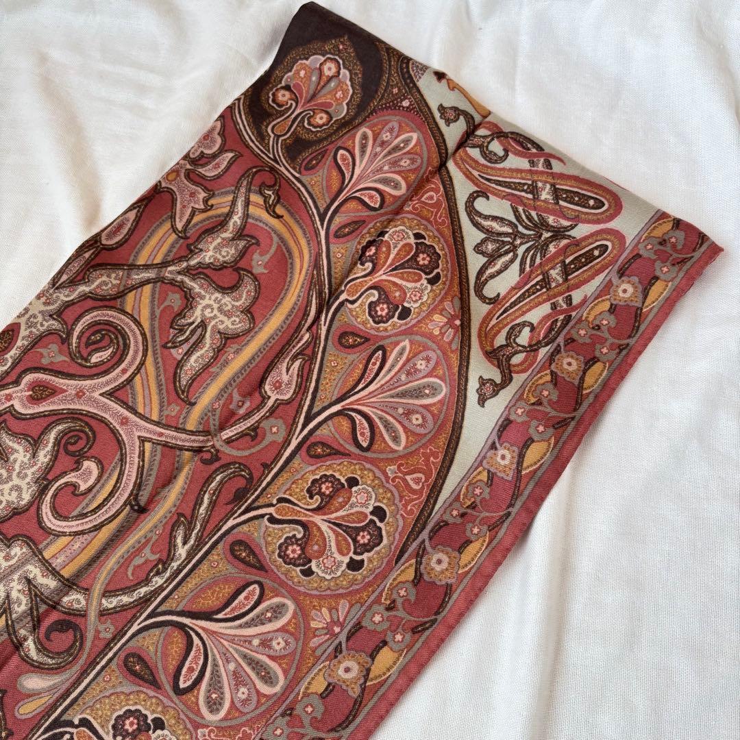 エトロ定番 上質ペイズリー柄ストール くすみカラー ピンク系